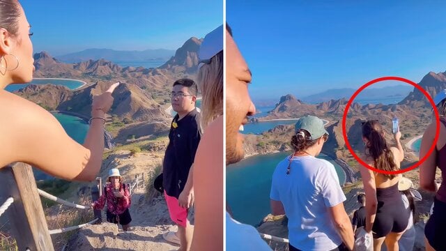 Shameful, shameful': Australian traveller's clash with accused litterer at Indonesian lookout goes viral