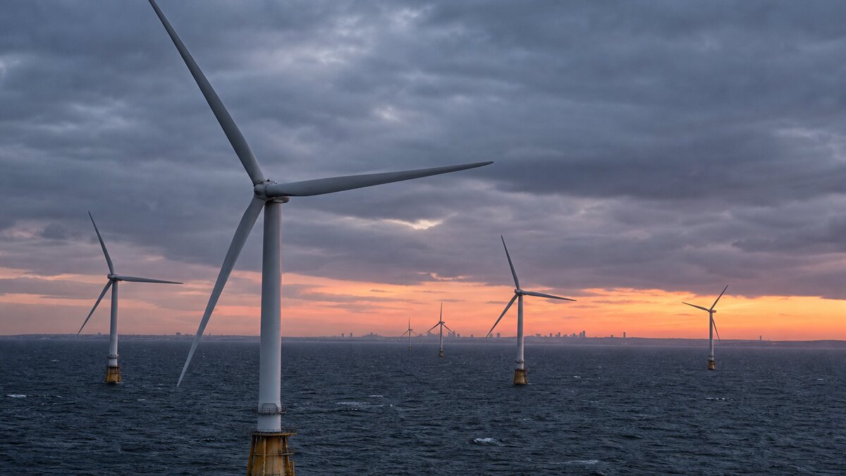 Offshore wind turbines at sea — U.S. East Coast energy infrastructure