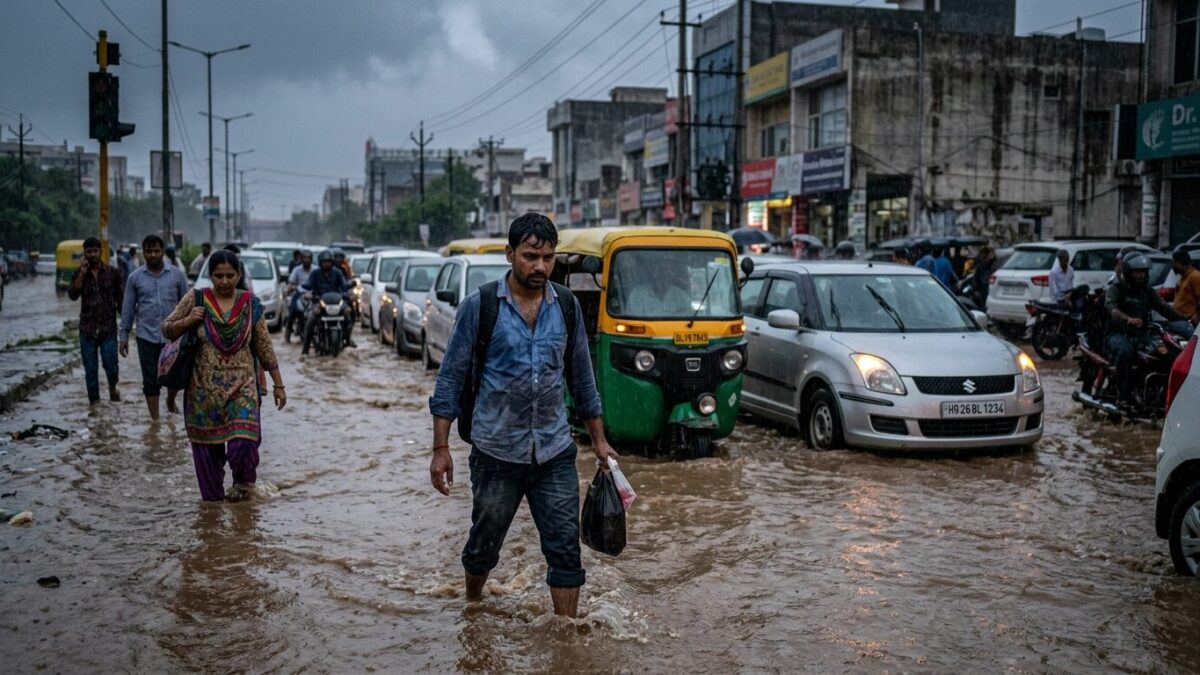 One hour of rain floods Gurugram streets again, reviving debate over urban drainage