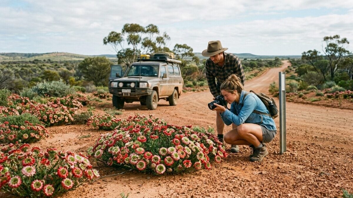 Rare Wreath Flowers Pull Travellers Off the Road in Western Australia