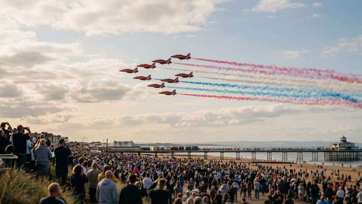 Red Arrows’ Southport Air Show display cut short after rain makes flying unsafe