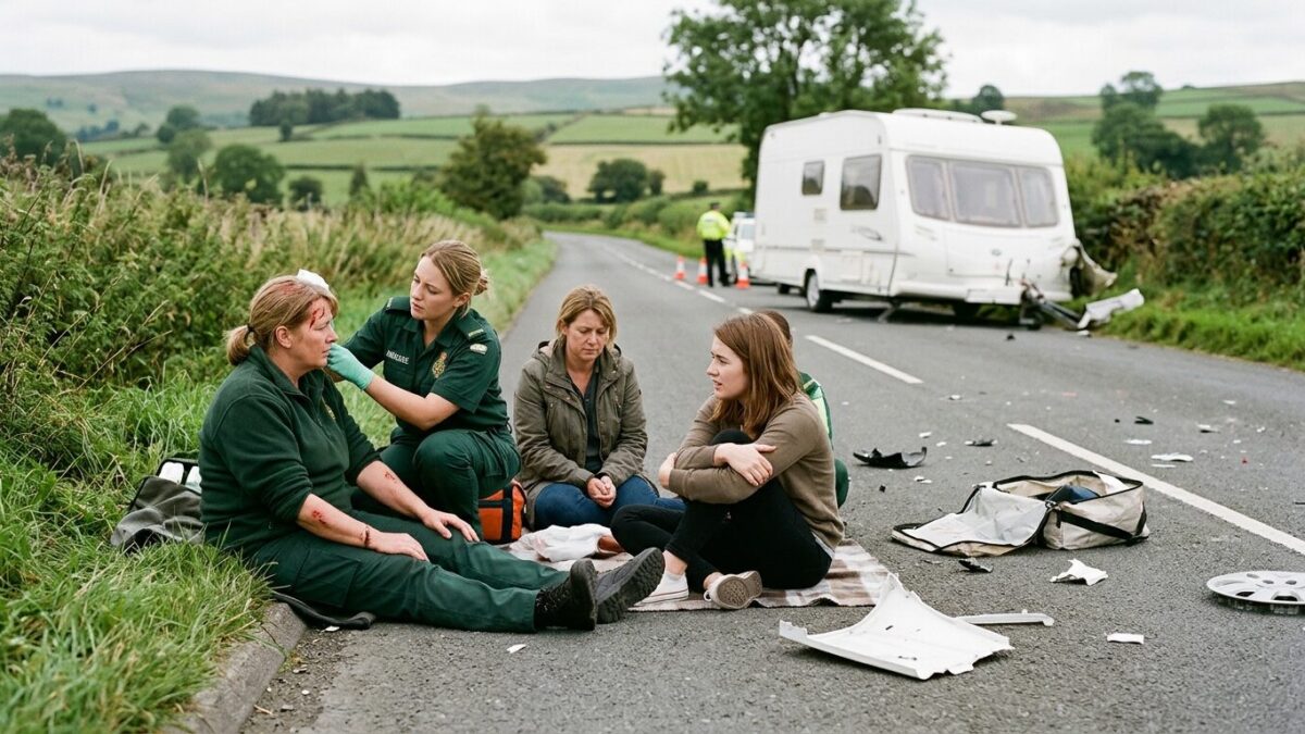 Three women injured after caravan breaks free and hits pavement in Lancashire