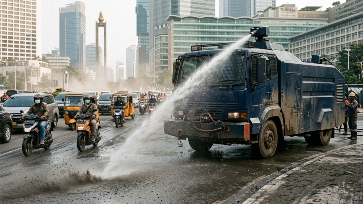 Anak Krakatau Ash Hits Jakarta: Police Deploy Water Cannons
