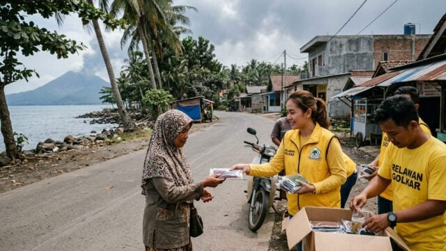Golkar Banten Distributes Masks as Anak Krakatau Ash Spreads