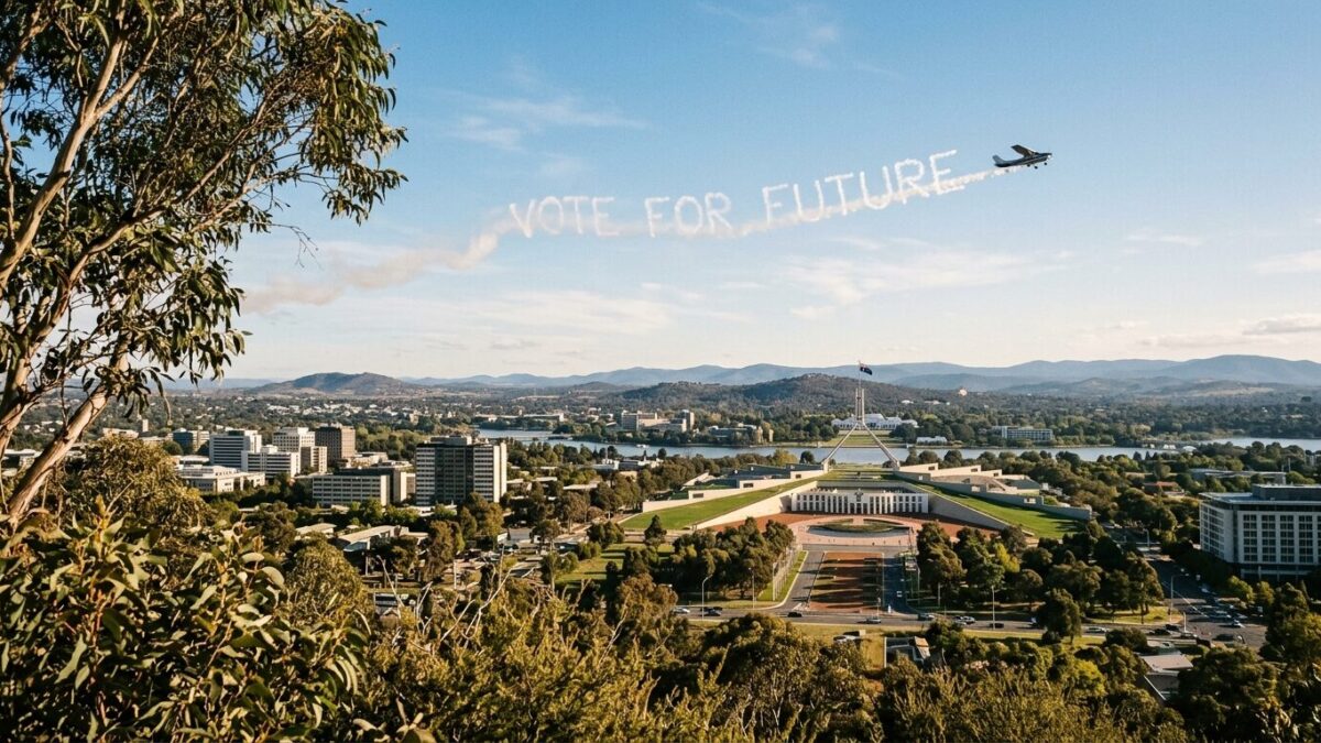 Plane writes ‘Stop the Tax’ over Canberra as anti-budget campaign targets Albanese
