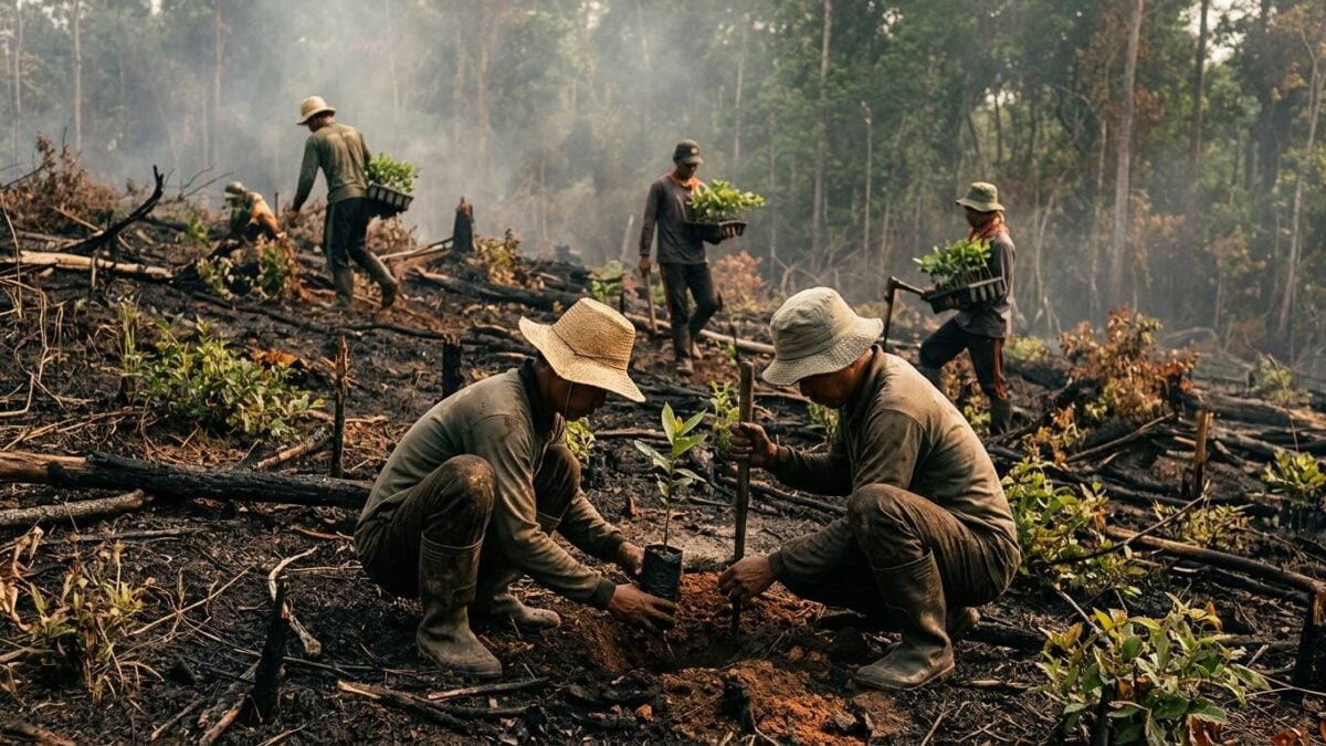 Central Kalimantan Governor Plants Trees on Fire-Hit Land