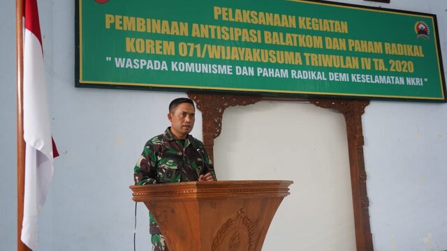 Korem 071/Wijayakusuma Gelar Sosialisasi Balatkom dan Paham Radikal