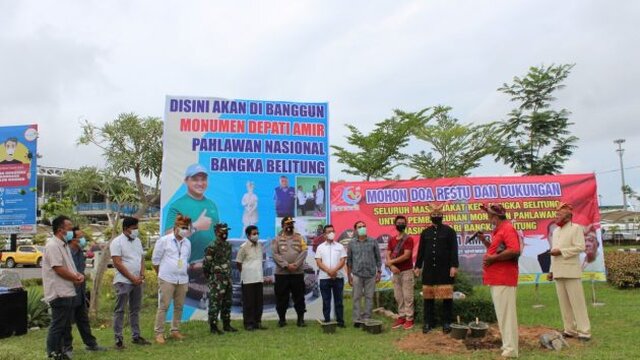 Wagub Hadiri Peletakan Batu Pertama Pembangunan Monumen Depati Amir Pahlawan Nasional Bangka Belitung