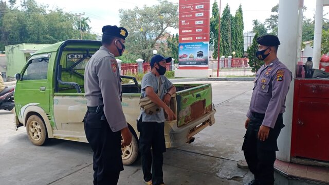 Sat Sabhara Polres Bangka Barat Himbau Warga Terapkan Protokol Kesehatan