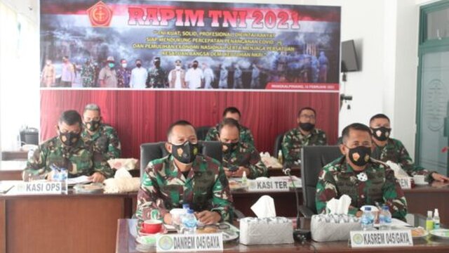 Danrem 045/Garuda Jaya Kembali Mengikuti Rapim TNI Tahun 2021
