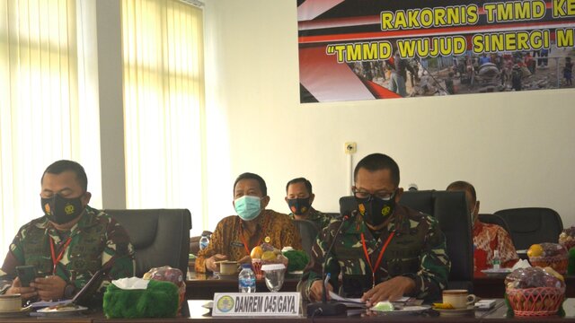 Danrem 045/Gaya Mengikuti Rakornis TMMD Ke -110 TA 2021