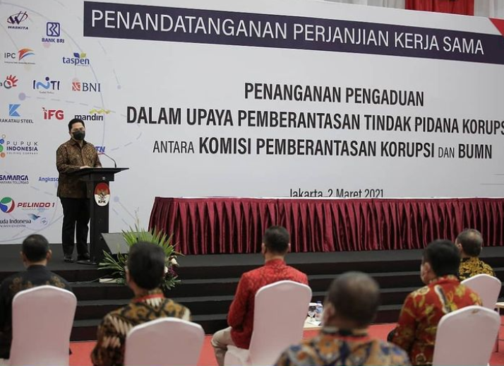 Menteri BUMN Erick Thohir di Gedung KPK