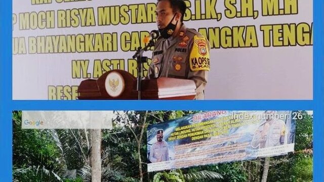 Cegah Penambangan Timah Ilegal, Polsek Simpang Katis Pasang Spanduk Larangan