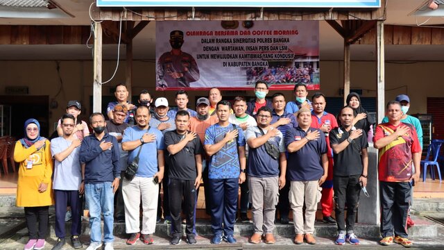 Jalin Sinergitas Dengan Wartawan, Kapolres Bangka Gelar Olahraga Dan Coffe Morning