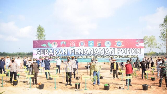 Polda Babel Inisiasi Aksi Gerakan Penanaman Sejuta Pohon Di Lahan Pasca Tambang