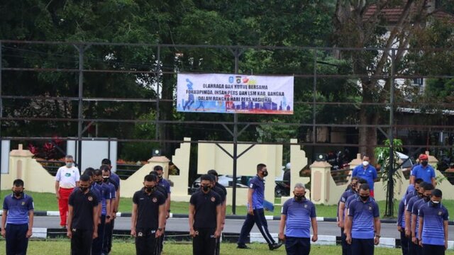 Peringati HPN 2022, Polres Bangka Melaksanakan Kegiatan Olahraga Dan Kurve Bersama