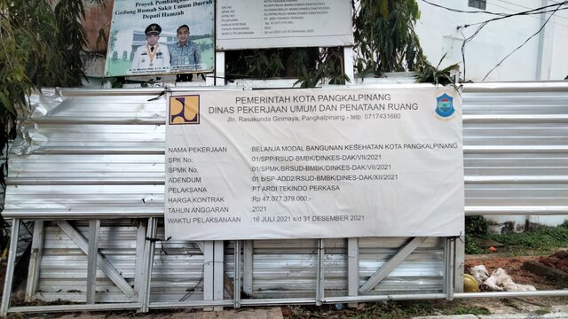 Proyek RSUD Depati Hamzah Pangkalpinang Senilai Rp.47 Miliar Diduga Molor
