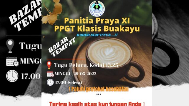 Ayo Hadiri Bazar Panitia Praya XI PPGT Klasis Buakayu, Catat Tanggal Dan Waktunya