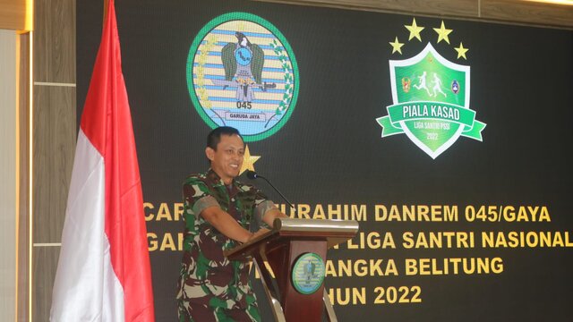 Danrem 045/Gaya Silaturahmi Dengan Kontingen Liga Santri Nasional Babel