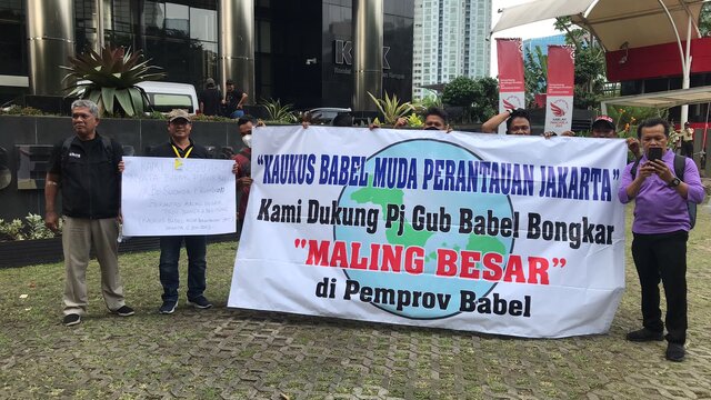 Dukung Pj Gubernur Babel Ungkap Maling Besar, Warga Bangka di Jakarta 'Demo' Kantor KPK