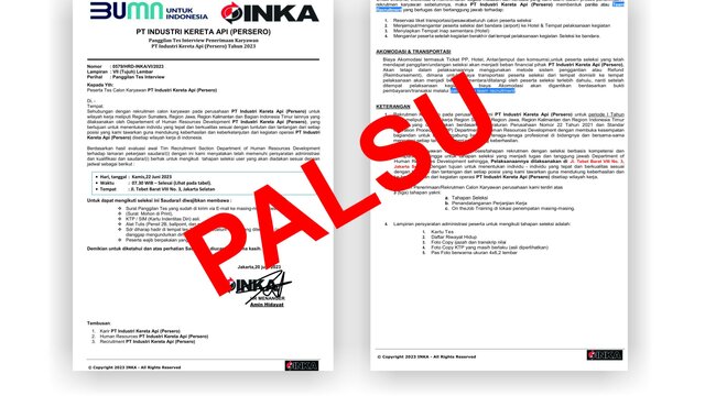 Waspada Surat Panggilan Interview Palsu Mengatasnamakan PT INKA (Persero)