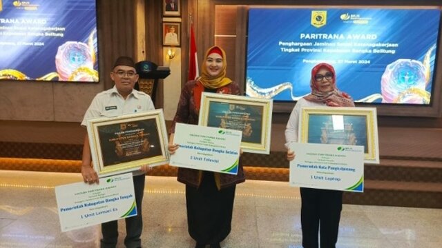 Pemkot Pangkalpinang Terima Penghargaan Paritrana Awards Terbaik 1 Tingkat Provinsi Babel