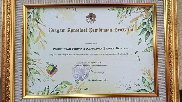 Bangka Belitung Raih Penghargaan Proklim Dari Menteri LHK