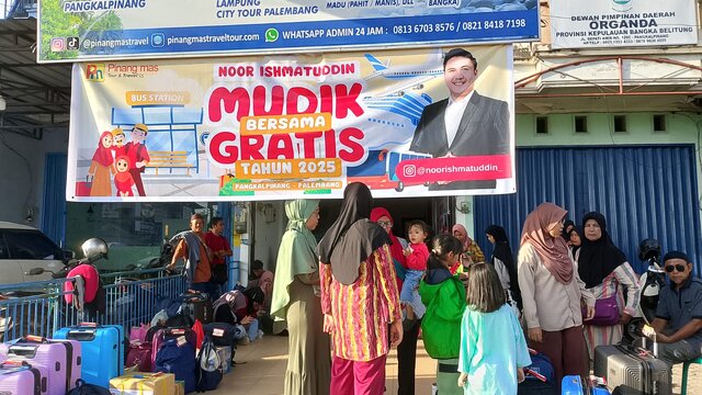 Noor Ishmatuddin Fasilitasi Mudik Gratis Pangkalpinang-Palembang, Antusiasme Warga Tinggi