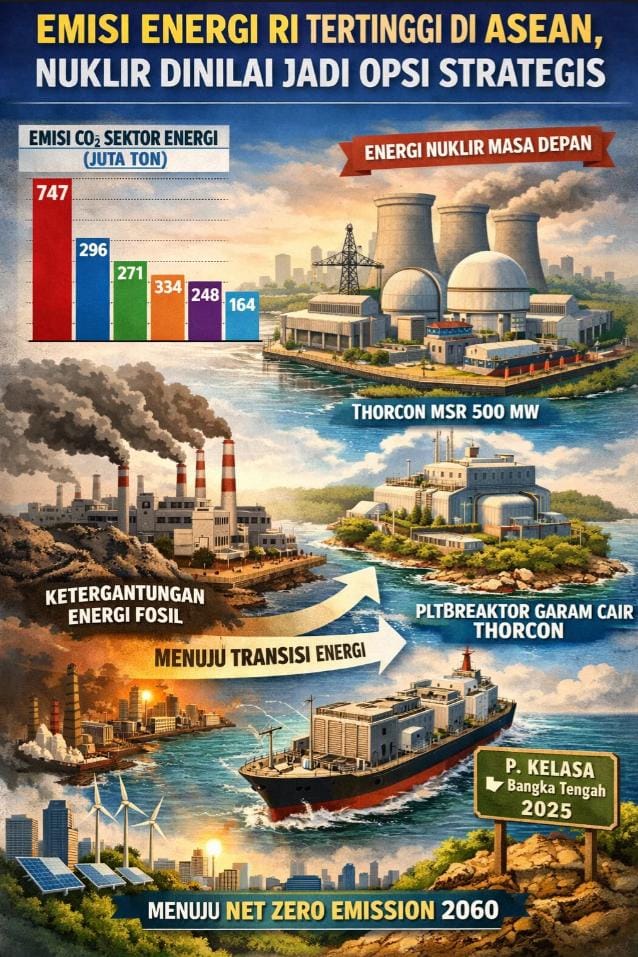 Emisi Energi RI Tertinggi di ASEAN, Nuklir Dinilai Jadi Opsi Strategis