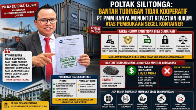 Poltak Silitonga: Bantah Tudingan Tidak Kooperatif, PT PMM Datangi Kejagung Bawa Bukti Legalitas Ekspor Ilmenit