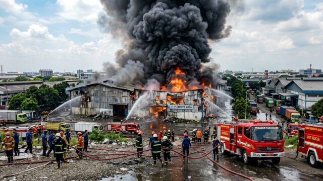 Kebakaran Gudang Limbah Gandamekar Bekasi, 12 Damkar Dikerahkan
