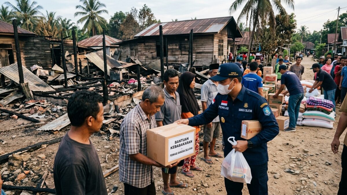 Pemkab Bangka Selatan Bantu Korban Kebakaran Desa Keposang