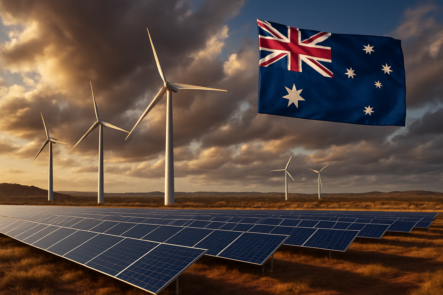 Panel surya dan sistem baterai energi terbarukan Australia yang menekan harga listrik malam hari