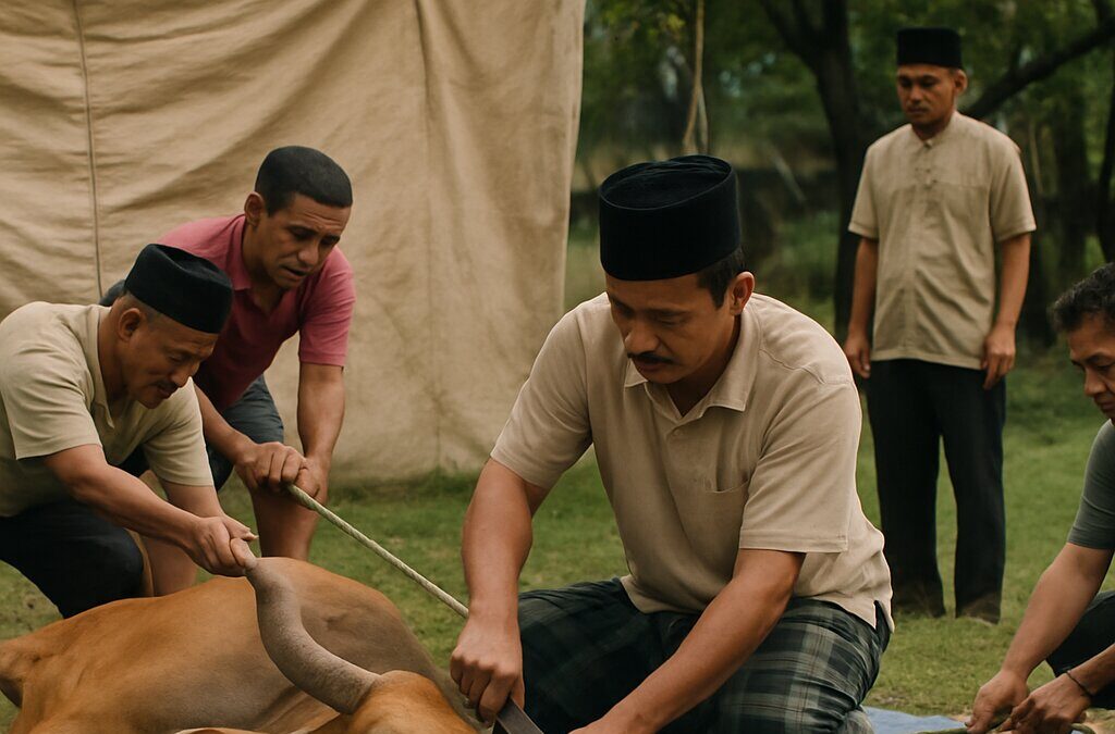 Kegiatan pemotongan hewan kurban sapi dan kambing Idul Adha oleh DPP KNPI