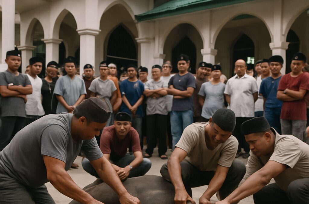 Penyaluran hewan kurban sapi ke masyarakat dalam perayaan Iduladha
