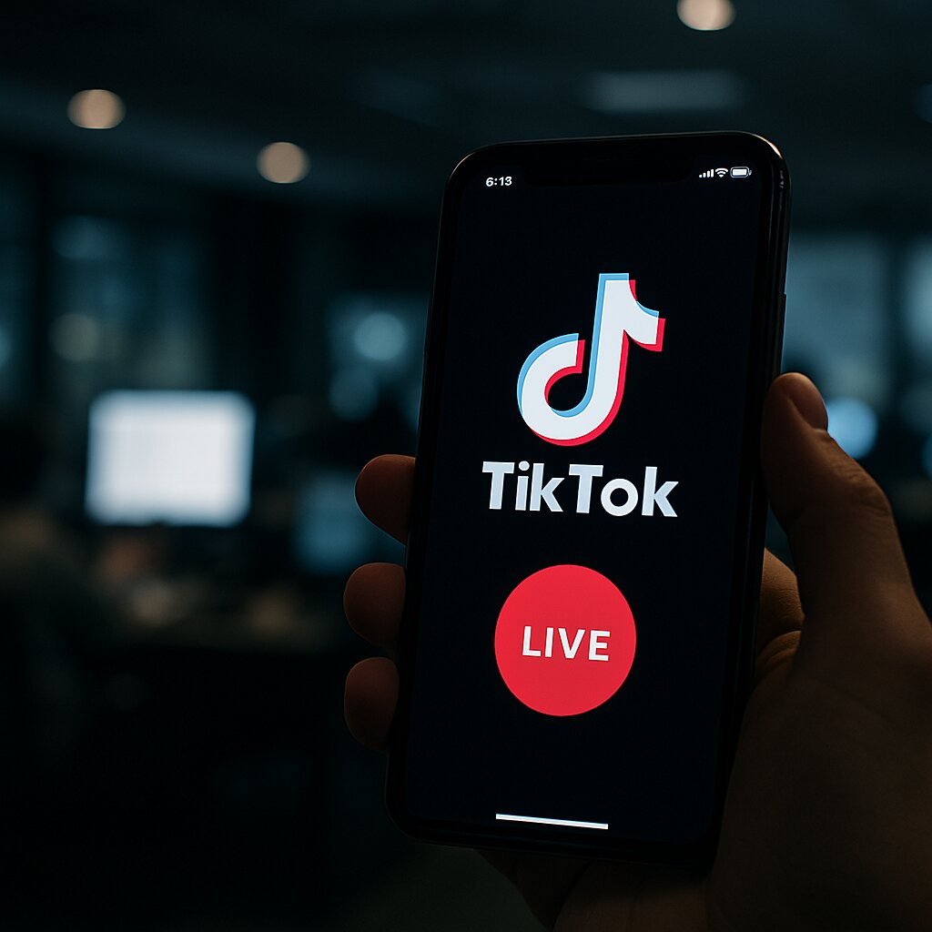 ilustrasi siaran langsung TikTok konten horor oleh remaja malam hari