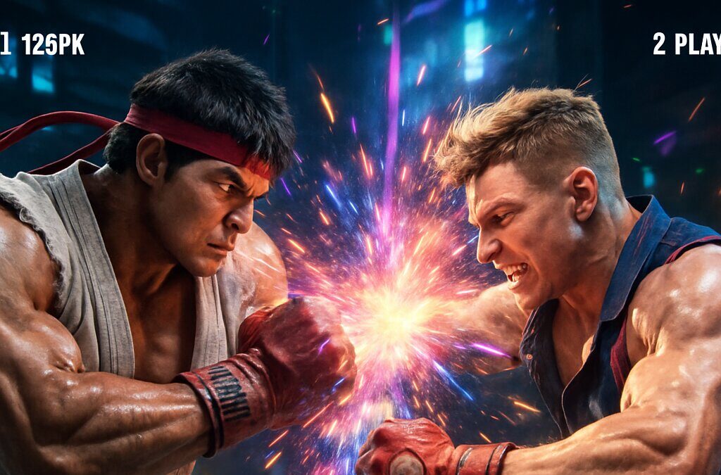 Street Fighter 6 gameplay menampilkan pertarungan kompetitif dengan efek visual dinamis