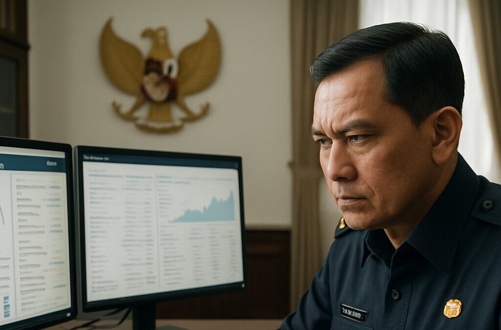 Petugas DJP meninjau dokumen rekening wajib pajak dalam operasi pemblokiran