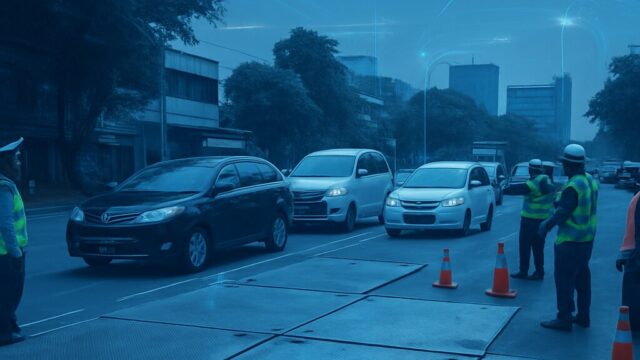 Jalan Lenteng Agung Amblas Kini Bisa Dilalui Pakai Pelat Besi