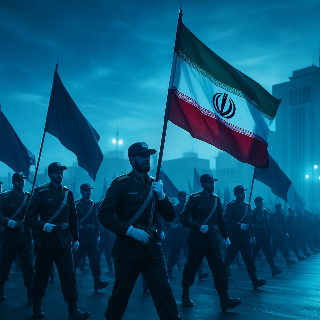 Pasukan Korps Garda Revolusi Islam Iran dalam parade militer resmi di Teheran