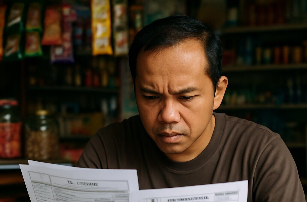 Pelaku UMKM Indonesia meninjau dokumen pajak terkait revisi PPh final