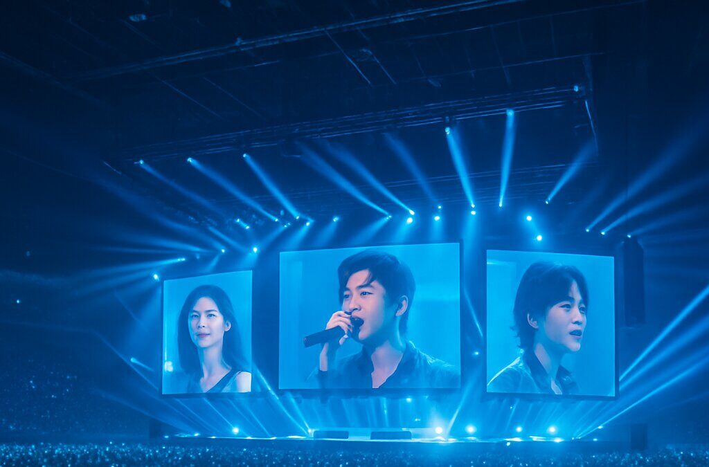 Konser F4 Forever dengan ribuan penggemar di arena Jakarta malam hari
