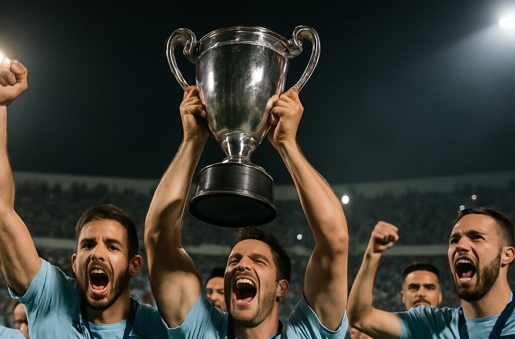 Pemain Pafos FC rayakan gelar juara Piala Siprus di Stadion GSP