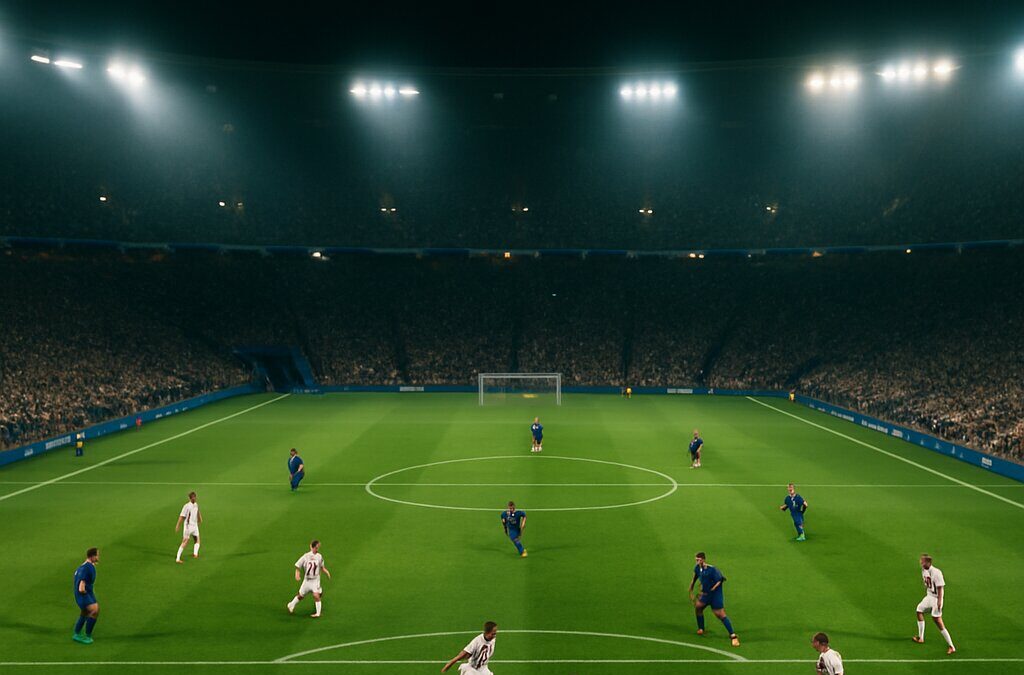 Pertandingan Liga Champions PSG versus Arsenal di stadion malam hari