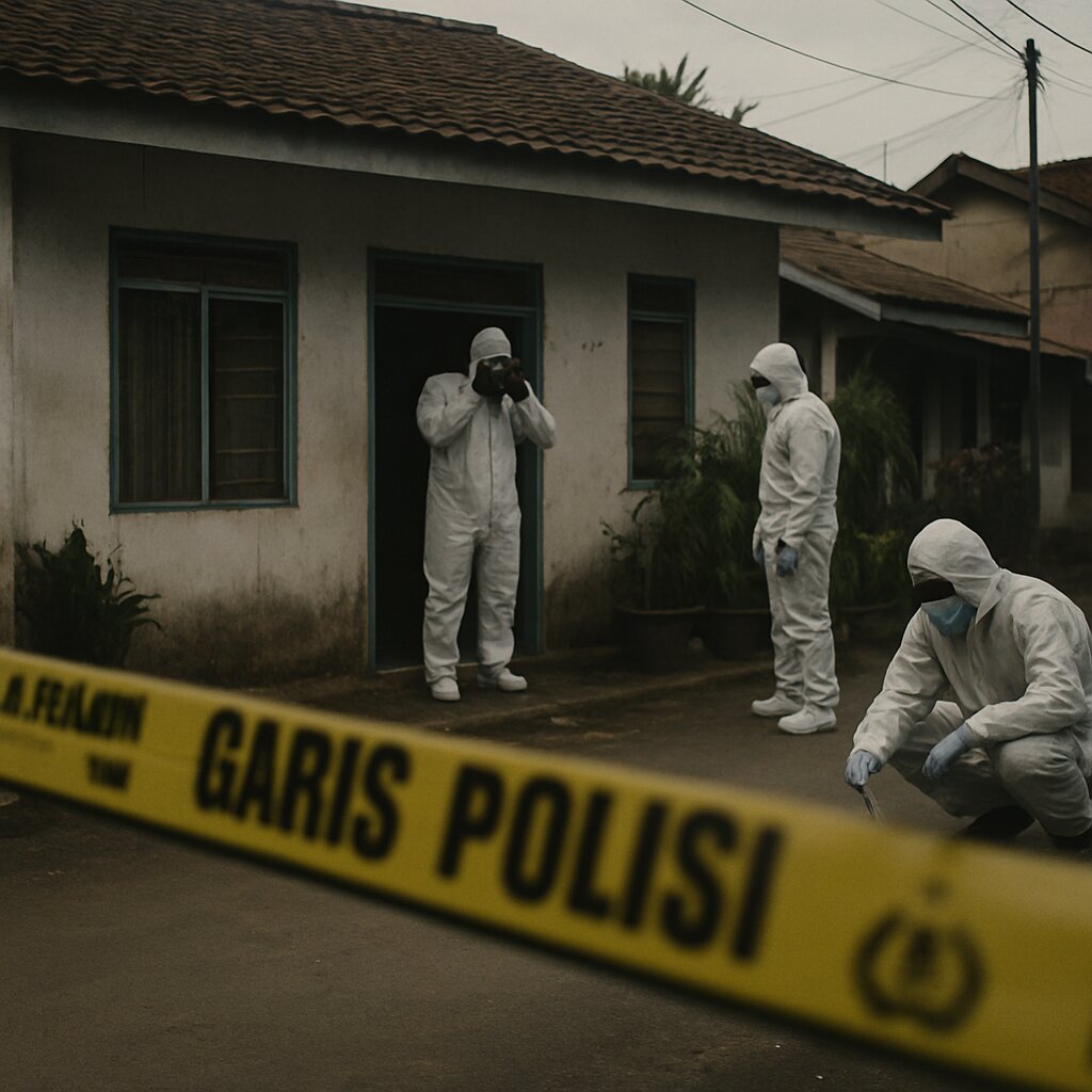 Tim forensik kepolisian di lokasi kejadian pembunuhan balita Bekasi