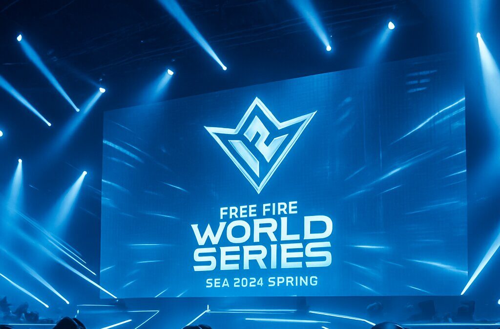 Panggung kompetisi esports FFWS SEA 2026 Spring dengan layar LED besar dan setup gaming profesional