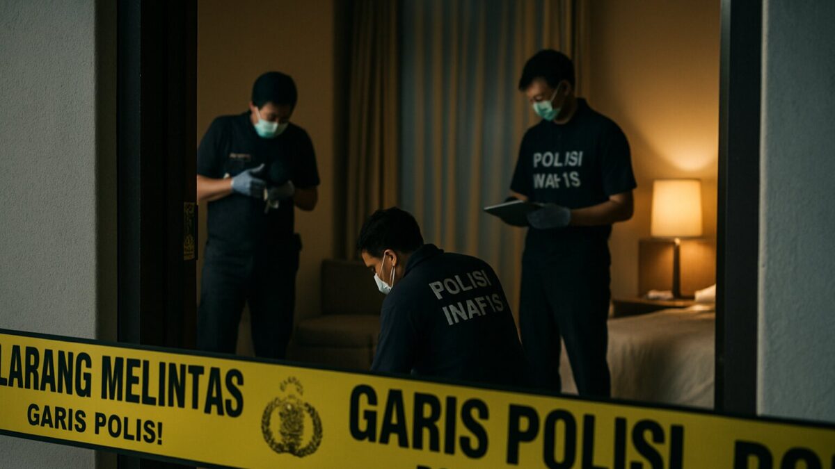 Tim forensik polisi menyelidiki TKP pembunuhan wanita di hotel Jakarta Selatan