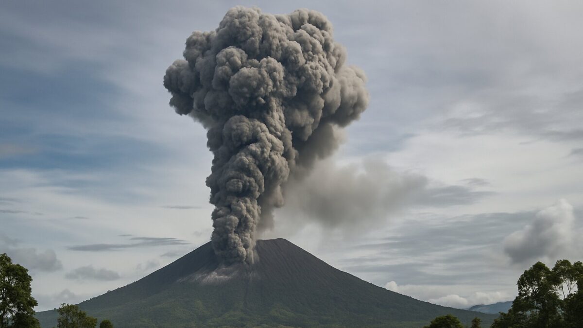 Gunung Marapi mengeluarkan kolom abu vulkanik tebal ke langit Sumatra Barat