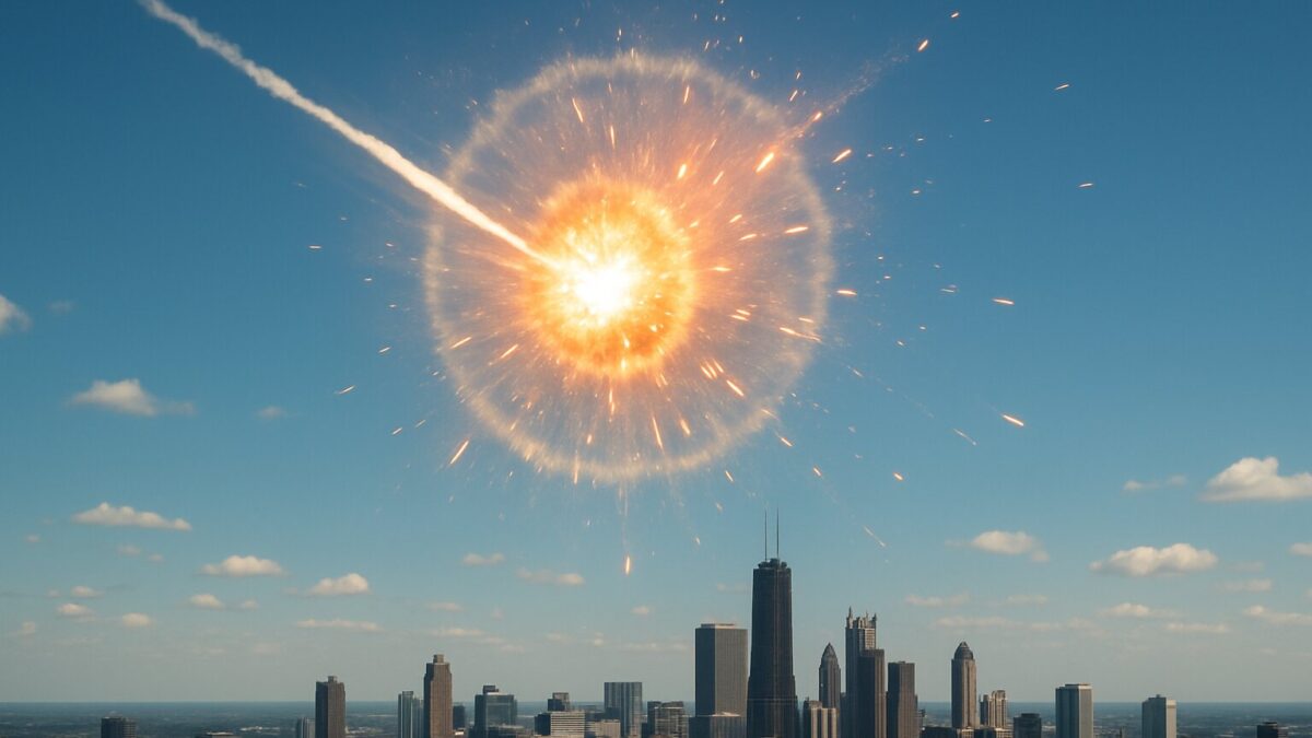 Ilustrasi meteor meledak di langit Amerika Serikat dengan kekuatan 300 ton TNT