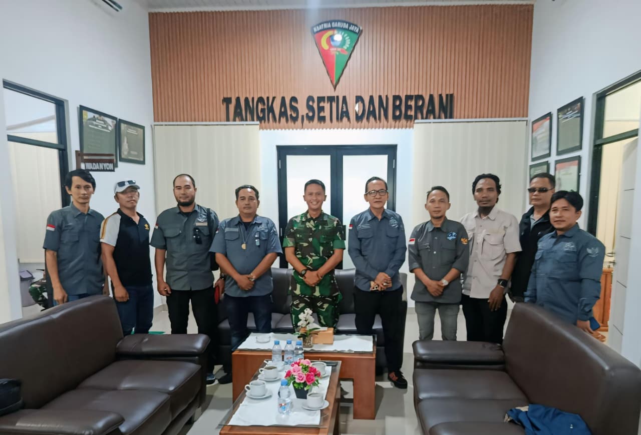 Audiensi Pengurus DPD PJS Babel dengan Komandan Yonif 147 di Markas Yonif 147 Desa Jelutung Bangka Tengah membahas sinergi
